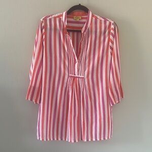 Roller Rabbit Striped Cotton Tunic Top Sz Small Coastal Resortwear Chic Preppy